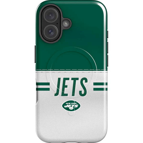 NFL New York Jets White Striped iPhone 16 Plus Magsafe Impact Case